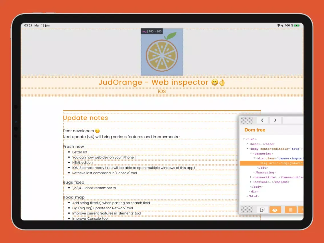 JudOrange - Web Inspector iPad  Screenshots